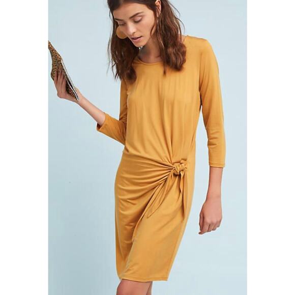 Dolan Left Coast Anthropologie Women's Yellow Sanibel Tie-Waist Dress Large - Picture 1 of 9